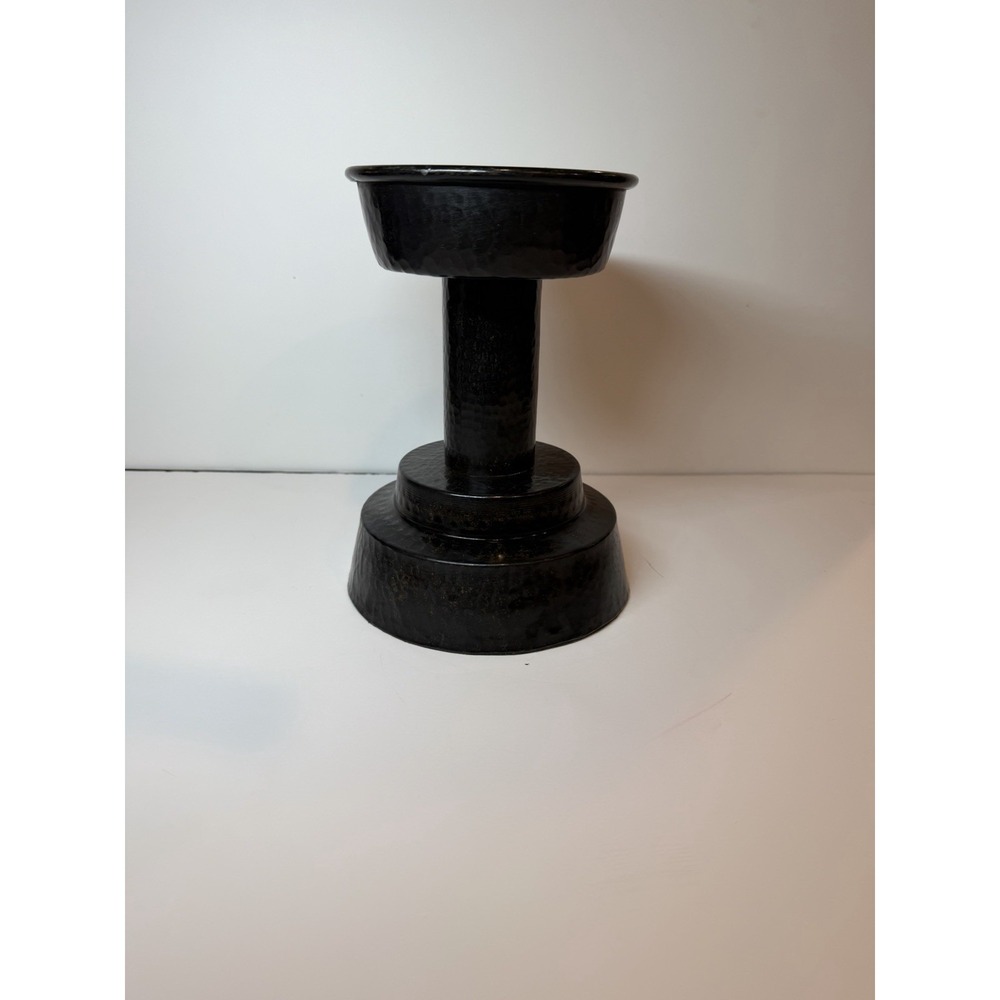 Pottery Barn Pillar Candle Holder 8.5" Inches Brown Industrial Farmhouse‎ Metal